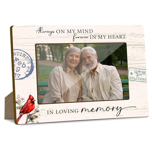 Cardinal Bird Memorial Picture Frame, Sympathy Gifts for Loss Of A Loved One, Christmas Bereavement Gifts, 4x6 Photo Frame for Condolences Keepsake, Home Office Desktop Decoration -001