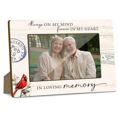 Cardinal Bird Memorial Picture Frame, Sympathy Gifts for Loss Of A Loved One, Christmas Bereavement Gifts, 4x6 Photo Frame for Condolences Keepsake, Home Office Desktop Decoration -001