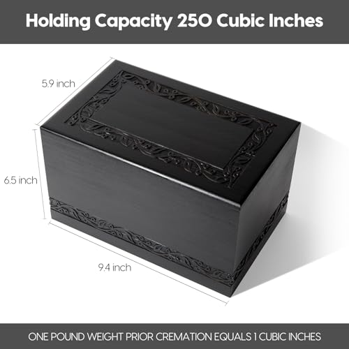 Wooden Urns for Human Ashes Adult Male Female, Up to 250 Cubic inches Tree of Life Wood Cremation Urns, Funeral Memorial Urns for Ashes Mom Dad (Black) - color: Black