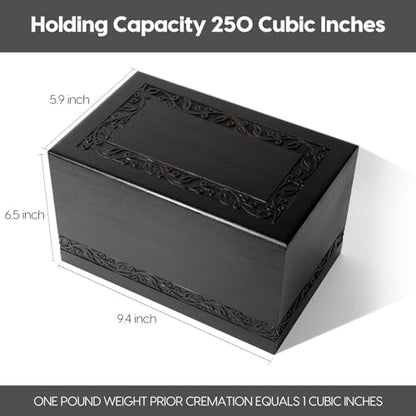 Wooden Urns for Human Ashes Adult Male Female, Up to 250 Cubic inches Tree of Life Wood Cremation Urns, Funeral Memorial Urns for Ashes Mom Dad (Black) - color: Black