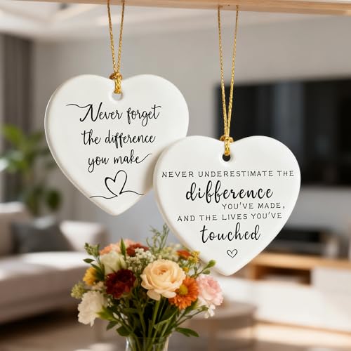 Never Underestimate the Difference You’ve Made, and the Lives You’ve Touched - Appreciation, Farewell, Going Away, Goodbye, Leaving & Retirement Gifts for Coworker, Employee | Heart Christmas Ornament - color: Never Underestimate You