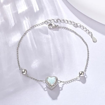 925 Sterling Silver Urn Bracelet for Ashes Women Cremation Jewelry | Memorial Keepsake Bracelet with Hidden Ashes Holder, Meaningful Remembrance Jewelry Gift for Loss of Loved One - style: Opal Heart Urn Bracelet