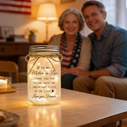 Mother in Law Birthday Gifts, Mason Jar Night Lights | Mothers Day Christmas Day Gifts for Mother in Law, Mother of The Groom Gifts - color: Mother-in-Law