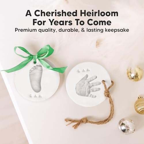 Baby Handprint Footprint Ornament Keepsake Kit, Imprint (Silver Paint) - color: Cherish, Silver Paint