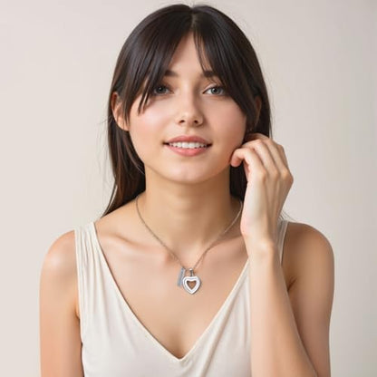 Glass Heart Cremation Urn Necklace for Ashes Stainless Steel Memorial Ash Pendant Keepsake Jewelry Cremation Jewelry for Women - color: Silver-Always In My Heart