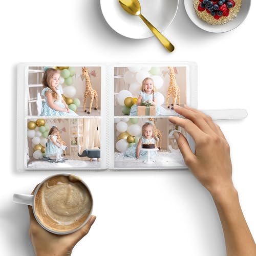 Photo Albums 4x6 Pictures – 152 Pockets Vegan Leather Cover Memory Album Book, Suitable for Family Wedding Boys Girls and Babies Storage (White) - color: White