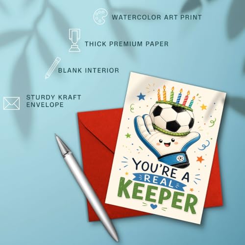 Goalkeeper Birthday Card, Real Keeper Soccer Ball Greeting Gift | Soccer Birthday Card For Goalkeeper, Football Player, Sports Fan, Keeper Birthday Gift Card, Soccer Team Coach Greeting Card - color: sport8