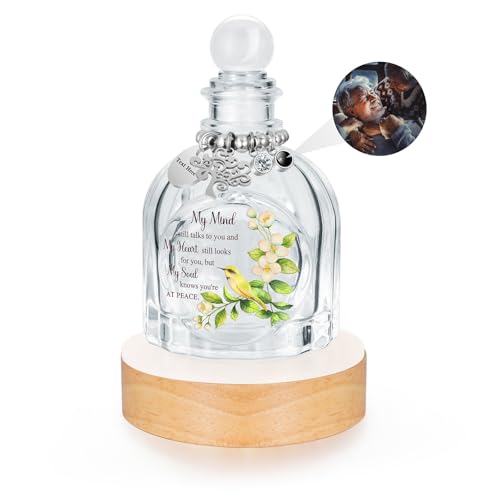 Photo Personalized Glass Small Urn for Human Ashes, Mini Keepsake for Ashes, Customized Memorial Decorative Urn, Engraving Cremation Funeral Urn with Multicolor Light Base - color: Medium Urn Customize