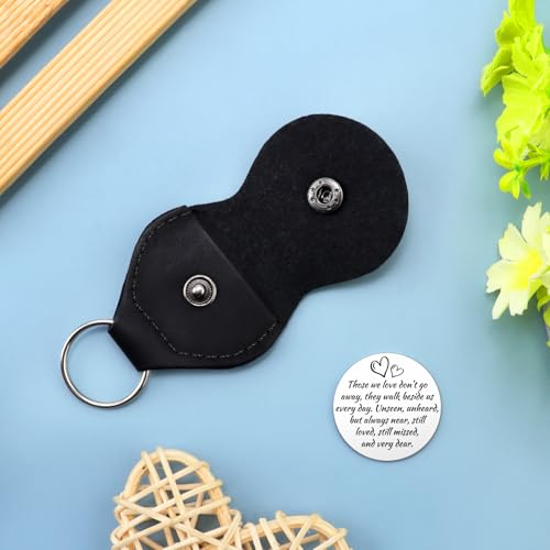 Xiahuyu Pocket Hug Token Pocket Hug Coin Holder Keychain Double Sided Coin Sympathy Memorial Gifts for Loss of Loved One Remembrance Bereavement Condolence Gift for Women Men with Leather Keychain