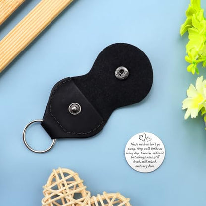 Xiahuyu Pocket Hug Token Pocket Hug Coin Holder Keychain Double Sided Coin Sympathy Memorial Gifts for Loss of Loved One Remembrance Bereavement Condolence Gift for Women Men with Leather Keychain