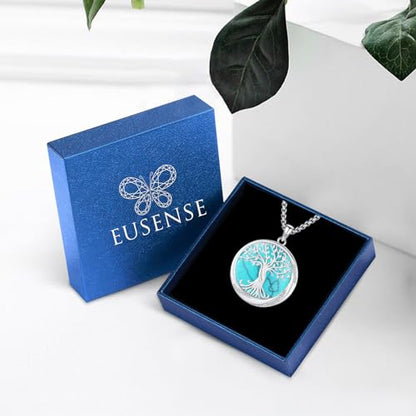 Eusense Tree of Life Necklace for Women Men Sterling Silver 925 Tree Urn Locket Cremation Jewelry Family Tree Pendant Gifts for Her Him Mom Dad Grandma Daughter - style: D-B-Tree of Life Necklace