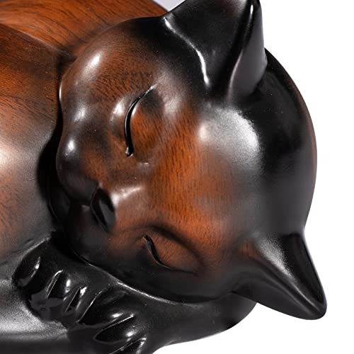 Pet Urns,Sleeping Resin Cremation Cat Urn, Cat Urns for Ashes, Small Animal Urn - color: Cherry