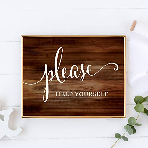 Andaz Press Wedding Party Signs, Rustic Wood Print, 8.5x11-inch, Please Help Yourself Reception Dessert Table Sign, 1-Pack, Unframed - color: Food Please Help Yourself