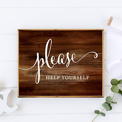 Andaz Press Wedding Party Signs, Rustic Wood Print, 8.5x11-inch, Please Help Yourself Reception Dessert Table Sign, 1-Pack, Unframed - color: Food Please Help Yourself