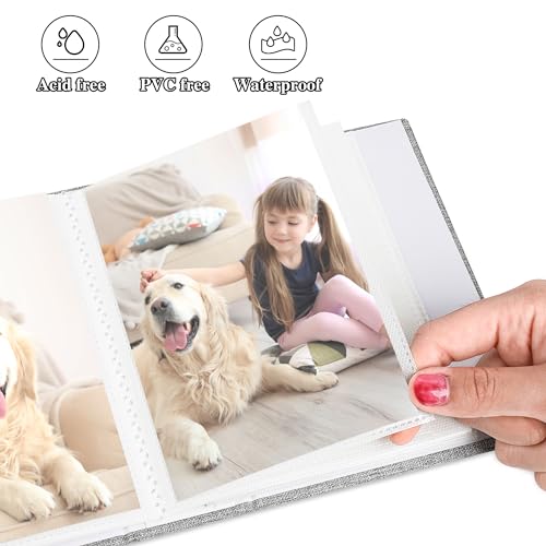 Photo Album 4x6 52 Pockets Photo Albums with Linen Cover Picture Albums for Family, Wedding, Baby, Photo Book Holds Vertical Pictures Grey - color: Grey, size: 52 Pockets