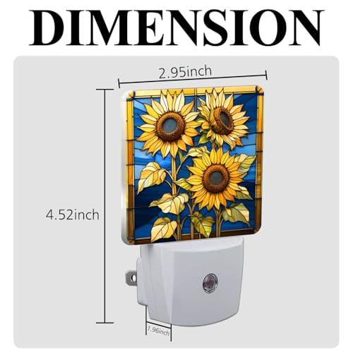 Sunflower Stained Glass Night Lights Plug into Wall for Room, Sunflower Night Light LED for Bedroom - color: Sunflower