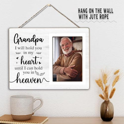 Memorial Photo Frame, Sympathy Gifts for Loss of Grandpa, in My Heart, in Loving Memory Wooden Picture Frame, Bereavement Remembrance Funeral Passed AWay Condolence Gifts (Grandpa, 4 x 6 Photo) - color: Grandpa
