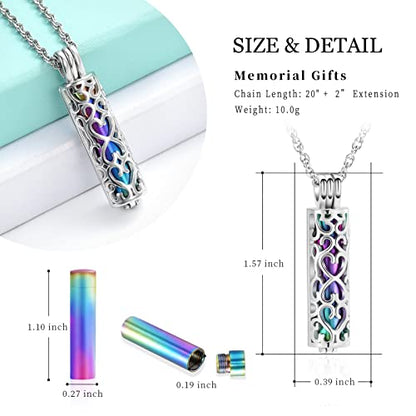 shajwo Cylinder Urn Necklace for Ashes for Women Men Cremation Jewelry Keepsake Memorial Human Pet Ashes Pendant - color: Customize