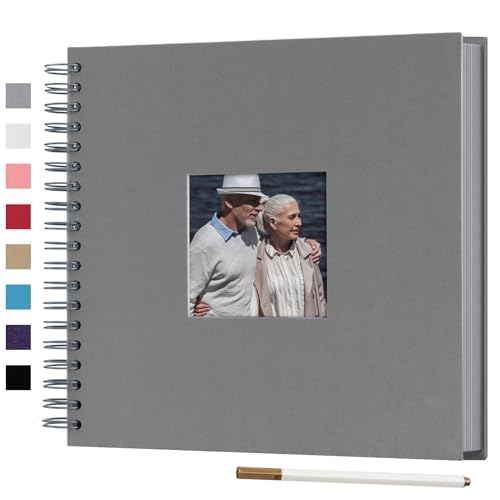 10 x 10 Inch DIY Scrapbook Photo Album with Window 80 Pages,Gray | Scrap Book with Craft Paper, Scrapbooking Albums, Memory Book for Weeding, Family, Travel, Baby Shower - color: Gray, size: 10 x 10 inch