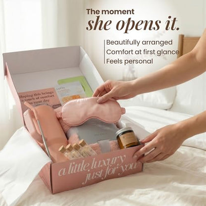 Opulent Self Care Spa Gift Box for Women - Thoughtful Get Well Gift - color: Pink Sand