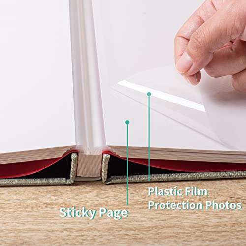 Photo Album Self Adhesive 3x5 4x6 5x7 6x8 8x10 8.5x11 11x10.6 Magnetic Scrapbook Album DIY Length 11x10.6 Inch 40 Pages Linen Cover DIY Photo Album with A Metallic Pen and DIY Accessories(Grass Green) - color: Grass Green, size: 11"x10.8" 40 Pages
