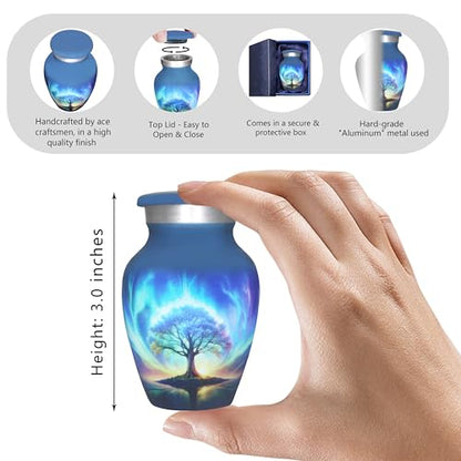 M MEILINXU Blue Tree of Life Urn, Small Urn, Keepsake Urns for Human Ashes - color: Blue, size: Small / Keepsake
