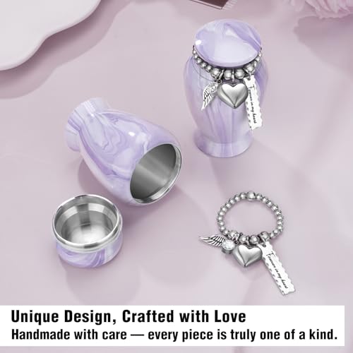 Abooxiu Small Urns for Human Ashes Keepsake 2.85 Inches Mini Urns for Ashes Memorial Small Cremation Urn Ash Keepsake Urns Mini Funeral Burial Decorative Urn for Adult Males Females Pets, Purple