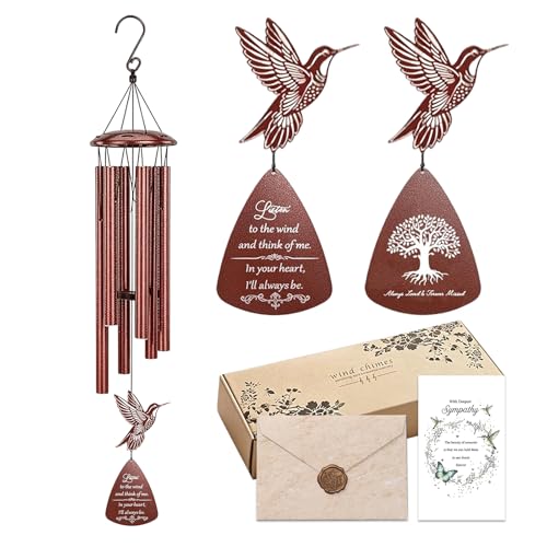 Memorial Sympathy Wind Chimes 36 Inch, Bereavement Gift Loss of Loved One | Remembrance outdoor wind chime decor, thoughtful sympathy gift for mom, dad, brother, sister