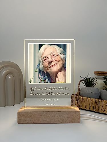 Custom Personalized Photo LED Picture Frame Sympathy Memorial In Loving Memory of Loved One Heaven Bereavement Remembrance Condolence Gifts for Loss of Mother Father Grandmother Grandfather Mom Dad