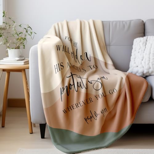 HIWX Boho Christian Psalm 91 Religious Throw Blanket 50x60 Protect - color: Protect 1, size: 50“L x 60”W