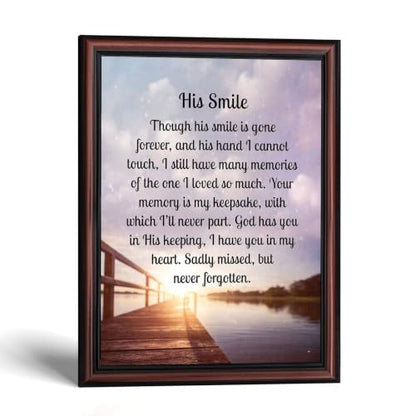 Memorial Gifts for Loss of Husband, Sympathy Gift, His Smile In Memory of Loved One, Picture Frames for Sympathy Gift Baskets, Bereavement Gifts for Loss of Father, Loss of Son Condolence Gift, 2182W | Sympathy Gifts for Loss of Loved One, Memorial Gifts