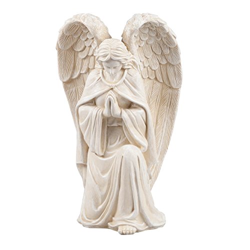 Fox Valley Traders Aoboco White Resin Angel Statue - Religious Garden Statue Remembrance Memorial Guardian Angel – 16 inch
