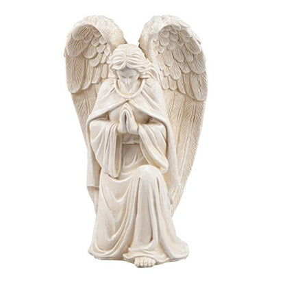 Fox Valley Traders Aoboco White Resin Angel Statue - Religious Garden Statue Remembrance Memorial Guardian Angel – 16 inch