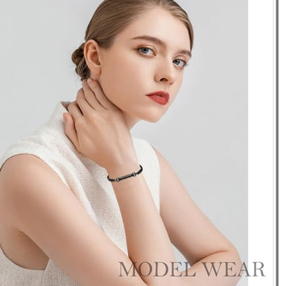 Hearbeingt Cylinder Cremation Bracelet for Ashes Adjustable Rope Urn Bangle - color: C-Black Always in my Mind