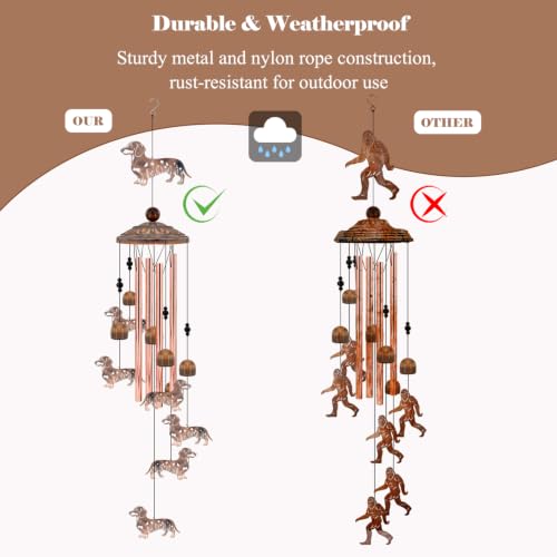 Dachshund Wind Chimes for Outside Dog Wind Chimes Wind Chimes Outdoors | Dachshund Wind Chime Dog Gifts for Women Mom Dog Lovers Memorial Birthday Gift Garden Patio Porch Yard Home - size: 35''-Dachshund
