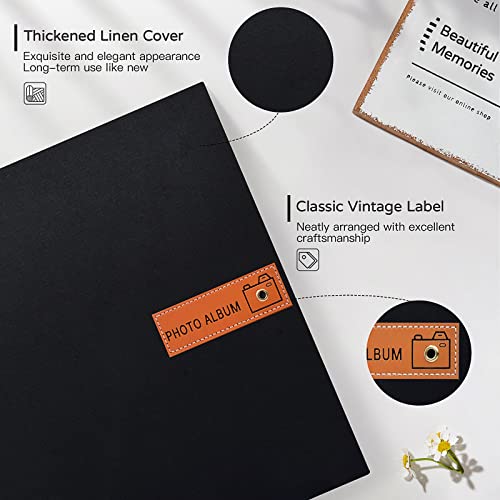 Popotop Large Photo Album Self Adhesive 4x6 5x7 8x10 Scrapbook Album DIY Picture Book,Gifts for Mom,Family Baby and Wedding,with Metal Pen and Plastic Board - color: Black, size: 11.5"x10.6"60pages