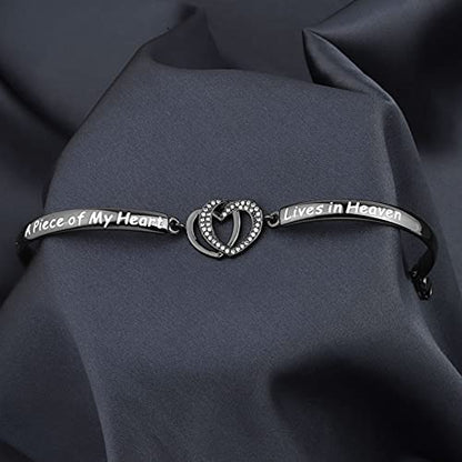 FAADBUK Memorial Jewelry Loss Gift A Piece of My Heart Lives In Heaven Bracelet In Memory of Loved Son Daughter Sympathy Gift - color: A Piece Of C-BL