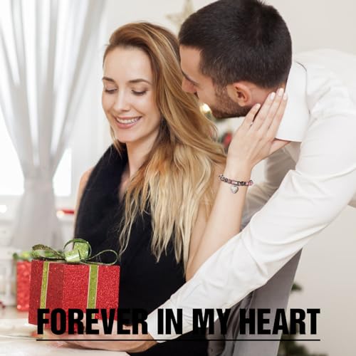 XIUDA Heart Cremation Memorial Urn Bracelet 316L Stainless Steel Keepsake Jewelry Urn Bracelet for Ashes for Women-With Me Always - style: Rhodochrosite