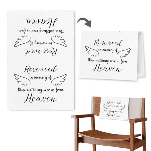 Reserved Seating Chair Signs, In Loving Memory Memorial Wedding Sign Pew Cloths Seating Placeholder for Church Pews, Wedding Decorations for Reception Celebrations Event (Heaven, 1 PC) - color: Heaven 01