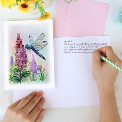KingKraft Dragonfly Quilling Card, Birthday Card, Anniversary Card for Wife, Husband, Greeting Card for All Occasions, Mothers Day, Valentines Day Card, Thinking of You, Get Well Card - color: Dragonfly