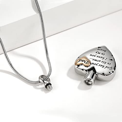 Heart Urn Necklace for Ashes Women Men Cremation Jewelry for Ashes Cremation Necklace In Memory of Loved One Grandpa Grandma Dad Mom Uncle Aunt Brother Sister Daughter Son - style: Dad