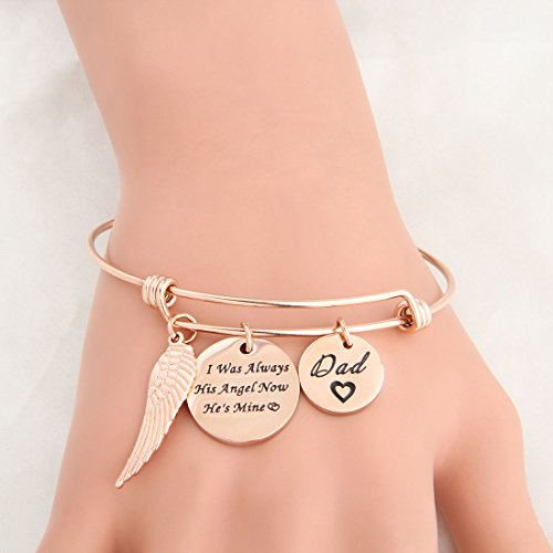 WUSUANED Memorial Jewelry I Used to Be His/Her Angel Bracelet in Memory of Loved One Dad Mom Sympathy Gift - color: In memory of dad bracelet RG
