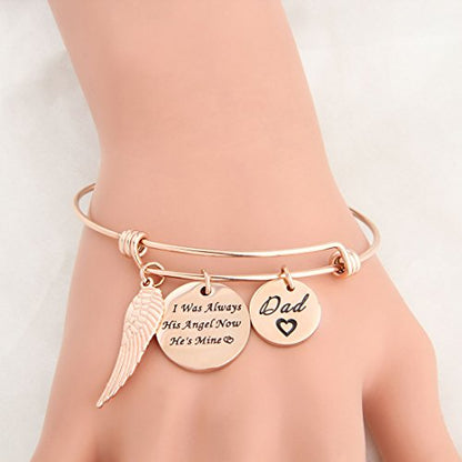 WUSUANED Memorial Jewelry I Used to Be His/Her Angel Bracelet in Memory of Loved One Dad Mom Sympathy Gift - color: In memory of dad bracelet RG