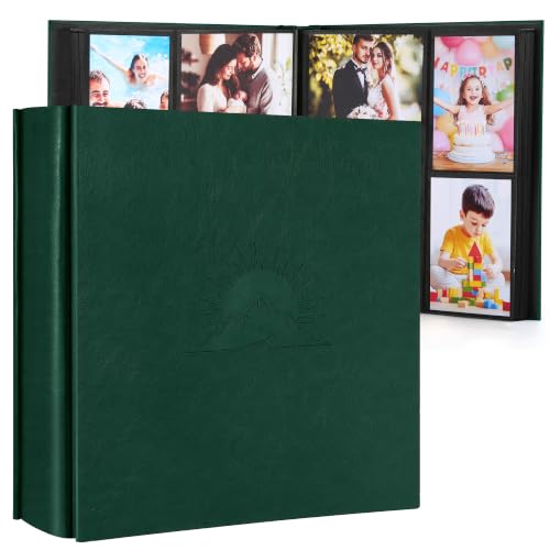 DazSpirit 4x6 Photo Album, 1000 Pockets, Leather Cover with Slip-In Pages | Elegant Embossed High-Capacity Memory Book for Weddings, Baby Milestones, Travel, Anniversaries and Family, Dark Green - color: Dark Green, size: 1000 Pockets