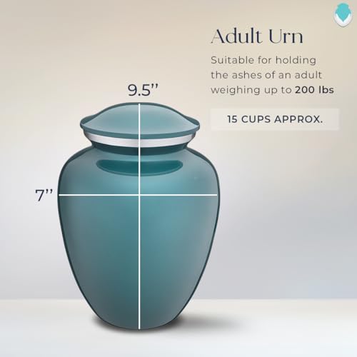 Geturns Embrace Adult Personalized Doves Cremation Urns for Human Ashes I Large Picture Teal Funeral Urn for Adult Men and Women with Double Side Engraving I 200 lbs - color: _Teal (Double Sided)