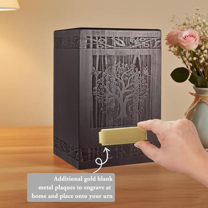 Abooxiu Cremation Urns for Human Ashes Adult Male Female, Wooden Tree of Life Medium Keepsake Urns for Ashes, Burial Funeral Memorial Decorative Urns for Men Women Pets Dog Urn- Up to 200 lbs