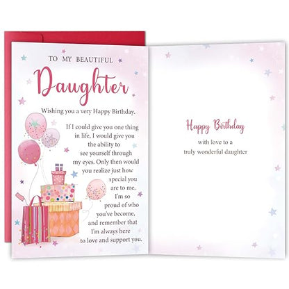 Birthday Card for Daughter from Mom or Dad, Happy Birthday Card Gift for Adult Daughter Her, Heartfelt Love and Encouragement Greeting - color: Daughter