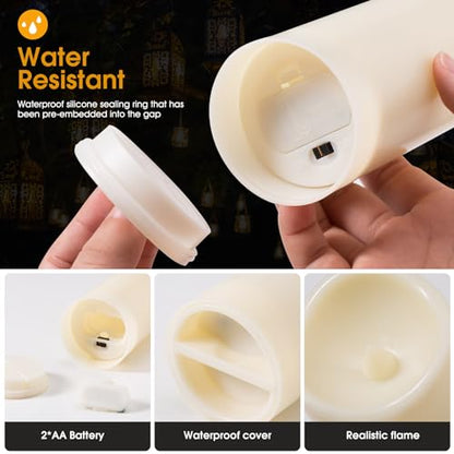 12-Pack LED Flameless Candles with Remote Control - Battery Operated, Timer, Dimmable, 3D Flame Flickering , Perfect for Halloween Christmas Parties,Wedding,Home Decor ,Gift and Special Occasions - size: 12-Pack-Ivory