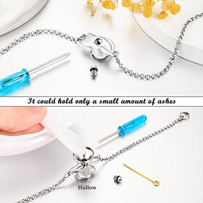 XIUDA Urn Bracelet for Ashes Rose Cremation Bracelet Ashes Holder Bangle Link Chain Ashes Bracelet for Women - style: Silver