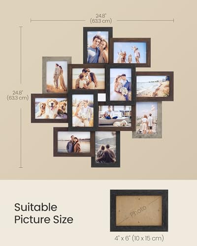 SONGMICS 12-Pack 4 x 6 Collage Picture Frames with Glass Front - color: Maroon Brown + Heather Greige + Ash Black, size: 12 Pack